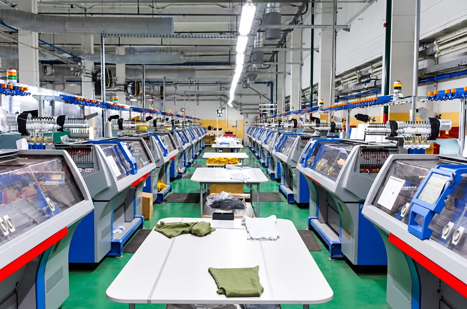 Industrial knitting machines in a vertical production partner