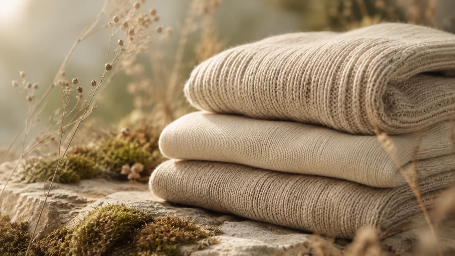 Natural knitwear on stone